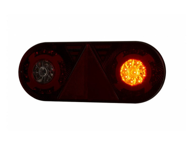 Lampa zespolona tylna z trójkątem odblask. HOR 105, STELLA, diodowa 12/24 V, prawa (6-funkcyjna, przewód okrągły 6x0,5 mm2, długość 2 m)